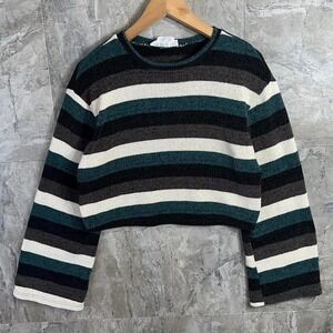 Urban outfitters colorblock green striped wide arm sweater Size S #knitwear